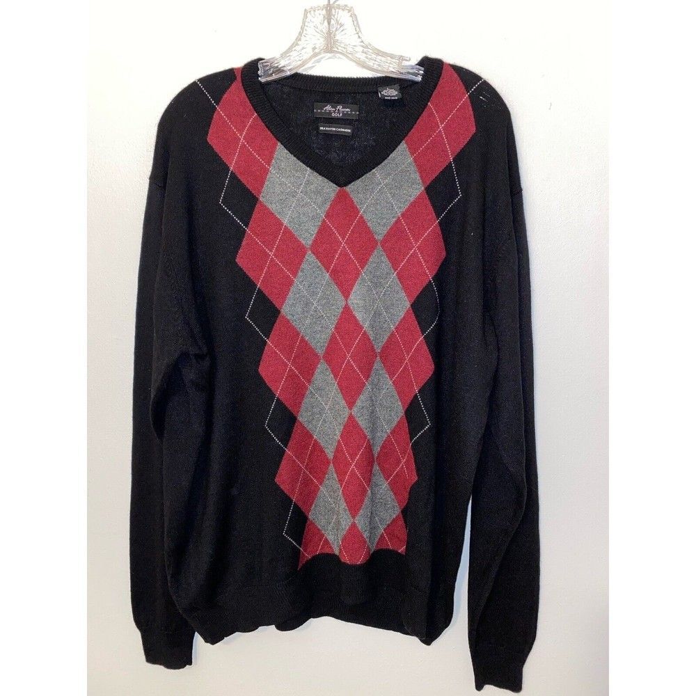 Alan Flusser Black Golf Silk Cashmere Sweater Size Large